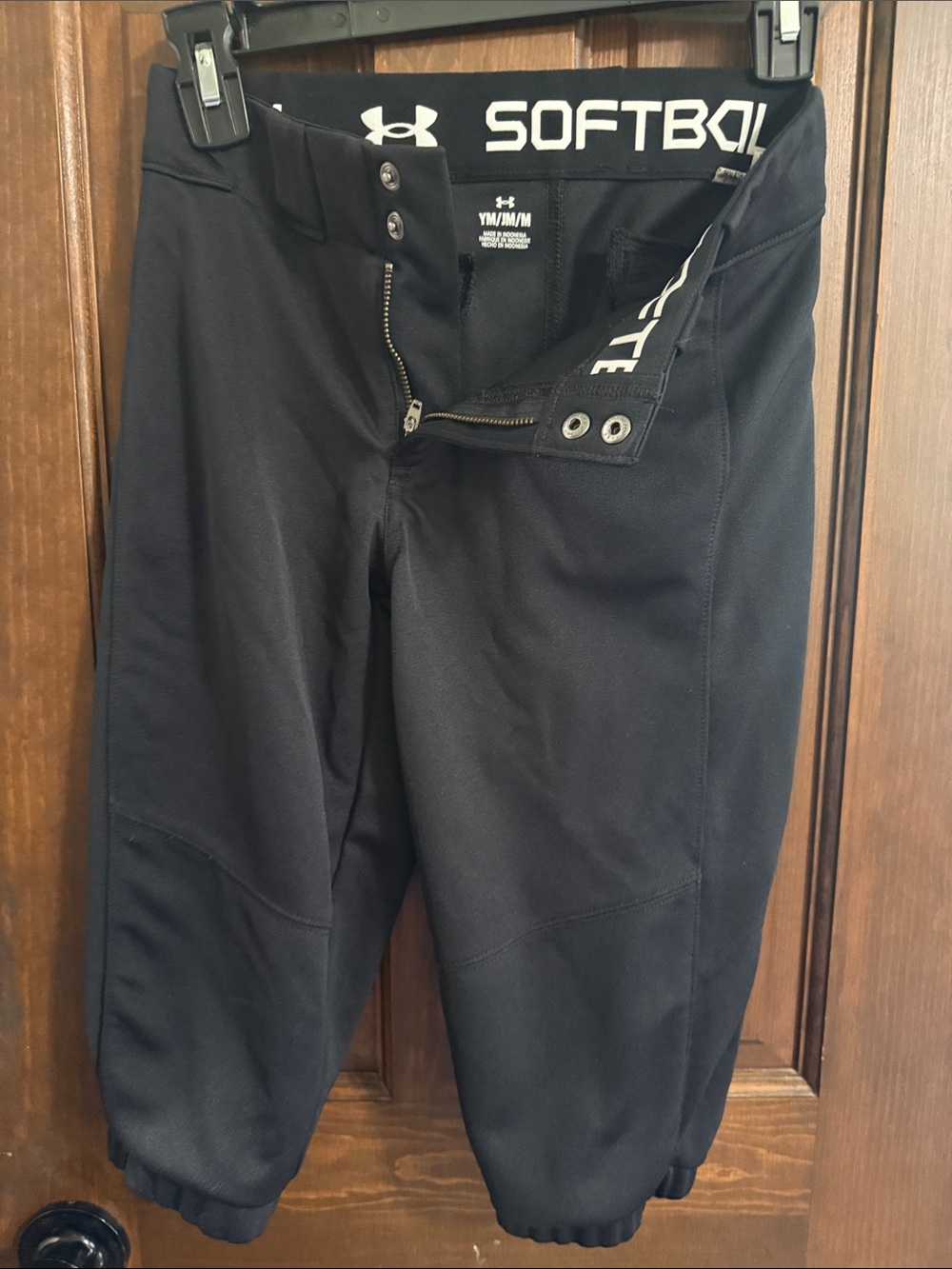 Under Armour Black Youth Softball Pants with Elastic Cuffs